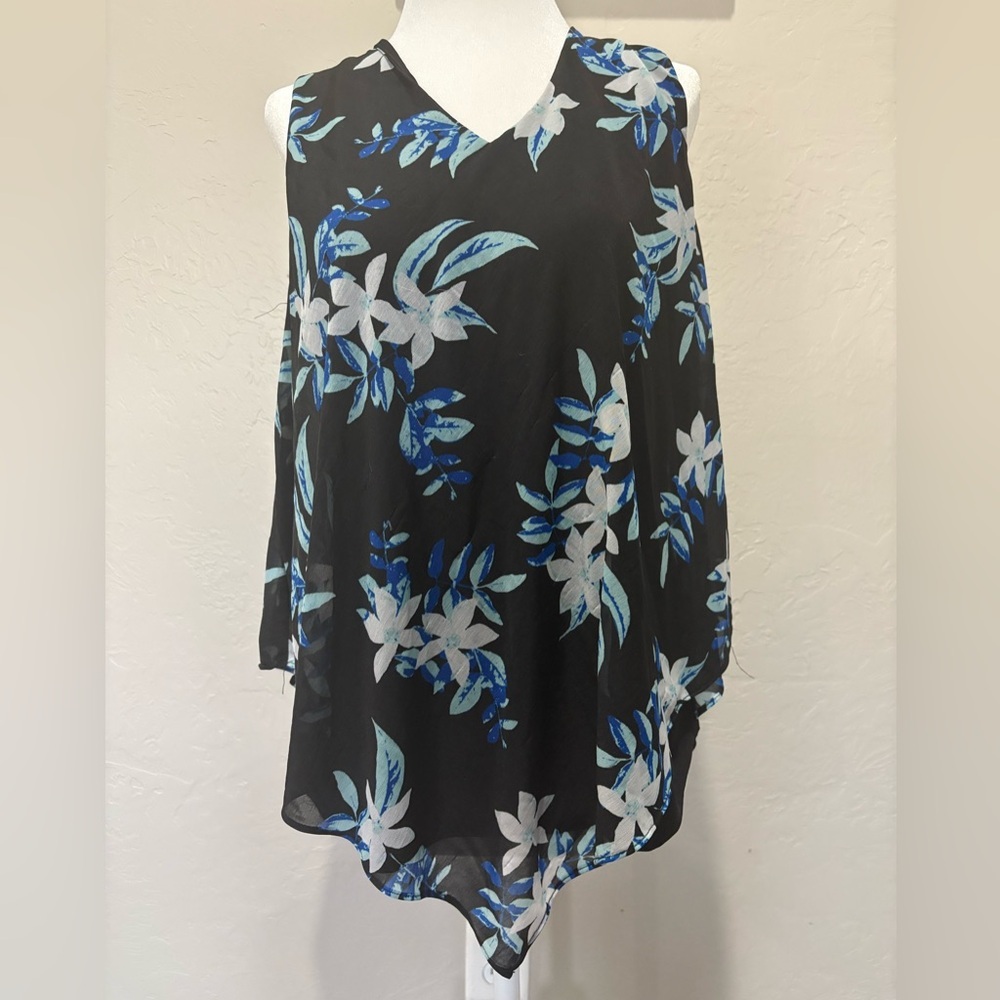 Alfani Petite Floral Asymmetrical Sleeveless Blouse – Size PL